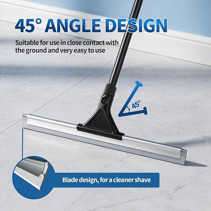 Rubber Floor Heavy Duty Squeegee Mopping Wiper Cleaning Set Long Handle | V-shaped blade design, Extended Telescoping Handle For Homes, Garages, Concrete Floors, Patios, and Window Cleaning.
