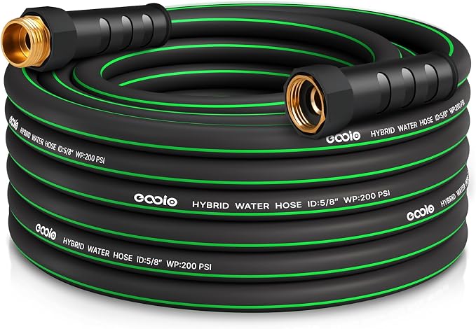 Heavy Duty Garden Hose 25ft, NON-EXPANDABLE Flexible Water Hose, Kink Resistant Lightweight Hybrid Hose, Leakproof Hose Male to Female Fittings
