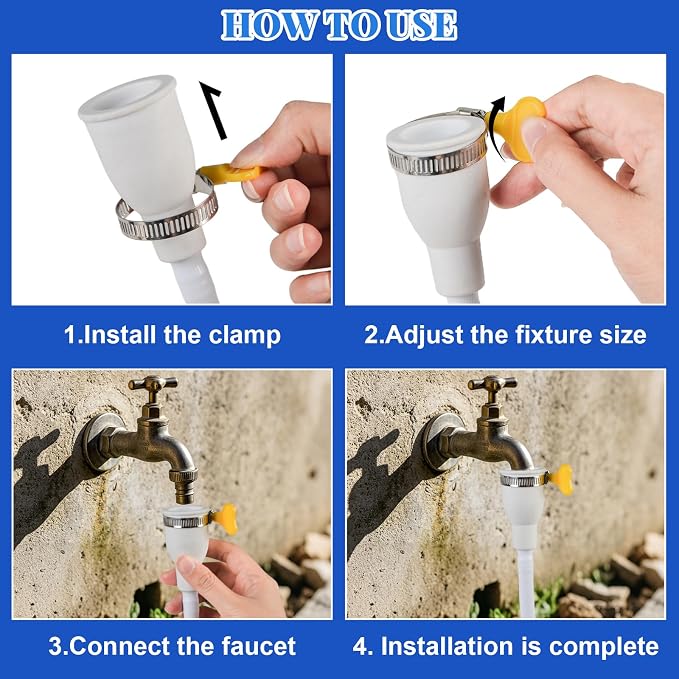 2Pcs 9.8FT Faucet Hose Adapter for Sink-PVC Sink Hose Attachment for Faucet | Extra Long Hose and Faucet Connector with Hose Clamp, Water Transfer Accessory for Indoor & Outdoor Garden Bucket Cleaning