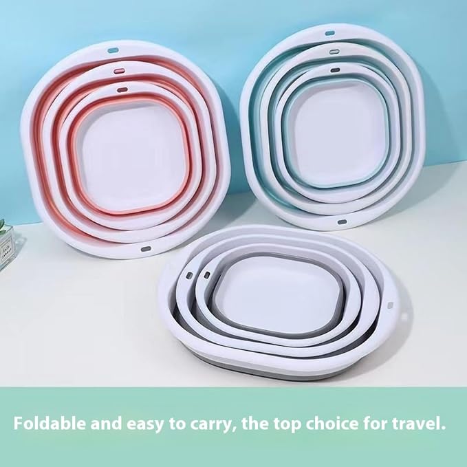 3-piece folding washbasin set, foldable dishwasher basin, space-saving folding sink, suitable for apartments, camping, dishwashing, fruit and beverage container, hiking, and household use (Blue)