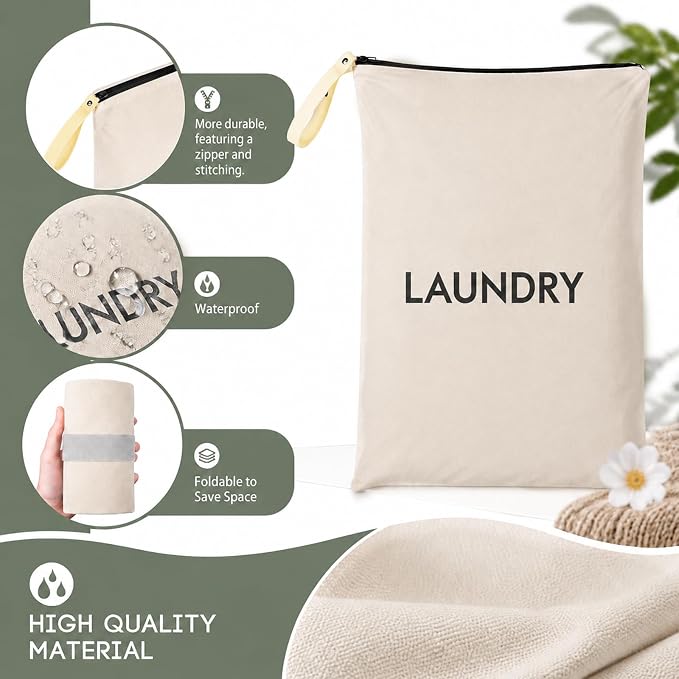23.6" x17.3" Dirty Clothes Bag for Traveling and Camping | Travel Laundry Bags with Zipper,Hand Strap,Portable,Washable,Travel Dirty Clothes Bag