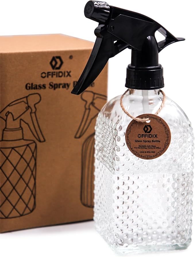 Clear Glass Plant Mister Watering Spray Bottle Adjustable Nozzle 13.5 oz | Fine Mist for Plants Glass Misters Bottle Handheld Pressure Watering Can 400ml Empty Vintage Mister for Indoor Outdoor Garden