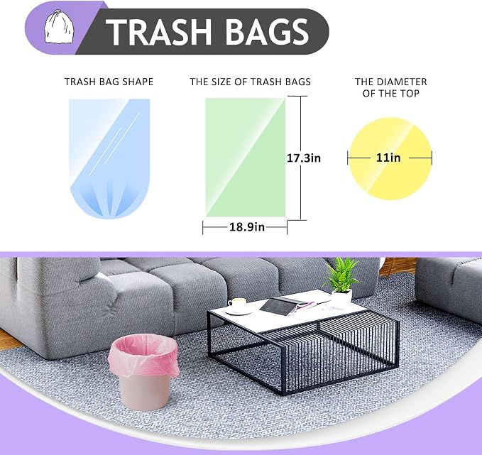 Small Trash Bags 2 Gallon 170 Count Strong Trash Bags Colorful Small Garbage Bags, Trash Can Liners for Bathroom Home Office Kitchen Bedroom, fit 5-10 Liter, 1,1.2,1.6,2,2.6,3 Gal,Multicolor | Fit 5-8 Liters,1.5,1.6,1.8Gal,Mini Plastic Waste Basket Bin...
