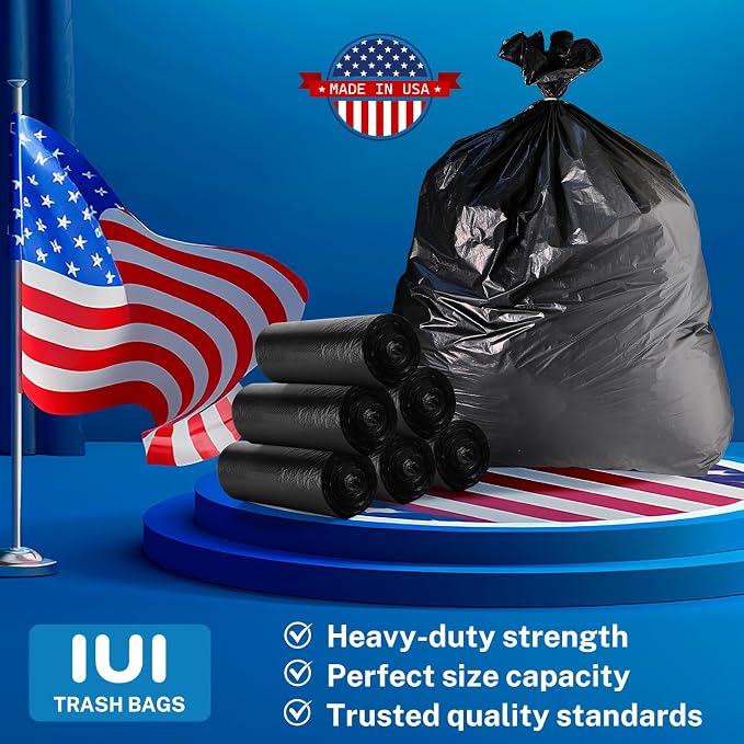Heavy Duty Trash Bags 55-60 Gallon, Black - 150 Count Bulk Pack | 40" x 54" | Durable & Tear-Resistant Garbage Bags for Home, Commercial, Construction & Outdoor Use | Made in USA