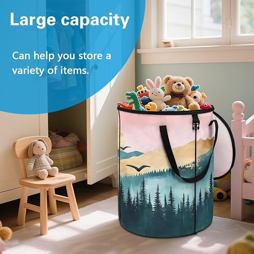 Landscape Camping Trash Can Collapsible 20 Gallon Waterproof Outdoor Garbage Can Storage with Lid Lightweight Trash Bags for RV's, Picnic, Recycling, Yard Waste