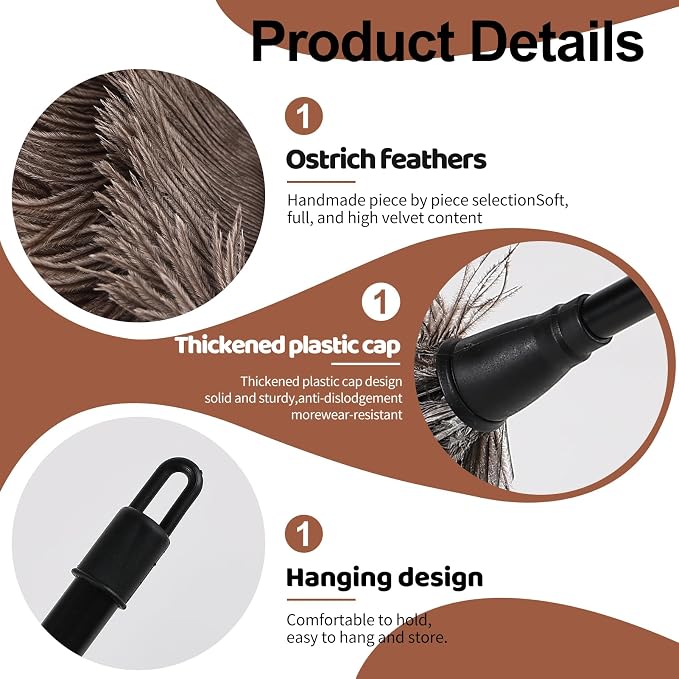 Ostrich Feather Duster-14.9 Inch Mini Natural Feathers Dusters with Plastic Handle Reusable Handheld for Cleaning Supplies Home Car Office(4pcs)