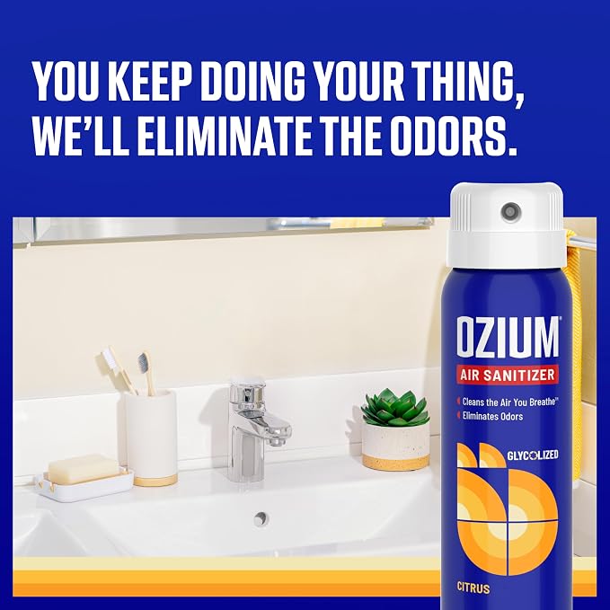 Ozium 3.5 Oz. Air Sanitizer and Odor Eliminator Spray | Room Odor Eliminator for Home, Car, and Office, Citrus Air Cleaner, 2 Pack