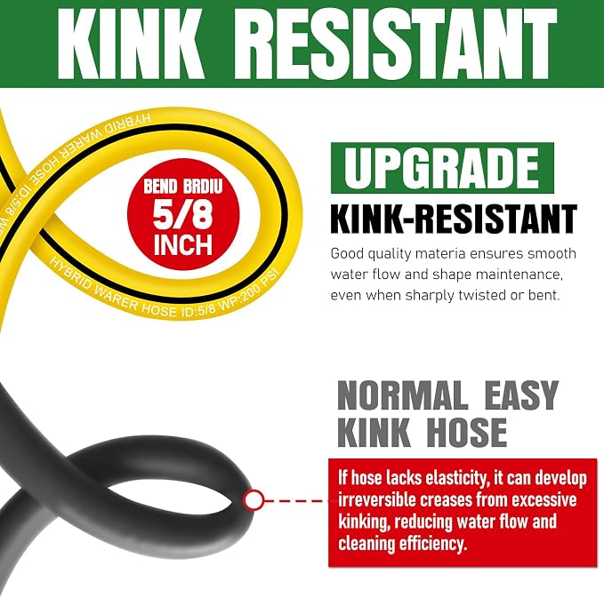 Heavy Duty Garden Hose 75ft, NON-EXPANDABLE Flexible Water Hose, Kink Resistant Lightweight Hybrid Hose, Leakproof Hose Male to Female Fittings