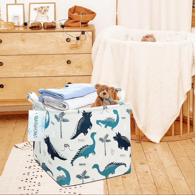 Square Storage Baskets Children Shelves Gift Toy Organizer Room Dinosaur | Laundry Hamper Collapse Canvas with Handles for Organizing Home Kitchen Children Toys Office Closet Shelf