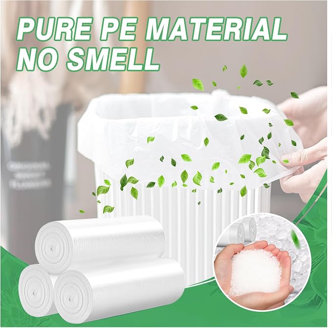 108 Count Small Trash Bags, 2.6 Gallon Mini Garbage Can Liners Unscented Wastebasket Clear Trash Bags for Bathroom, Kitchen, Bedroom