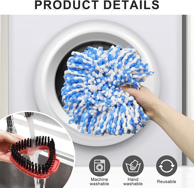 Mop Heads Replacements for Ocedar, Spin Mop Replacement for O-Cedar RinseClean 2 Tank System Mop Refills, Include 3 Pack Mop Refills, 1 Scrub Brush & 1 Mop Base