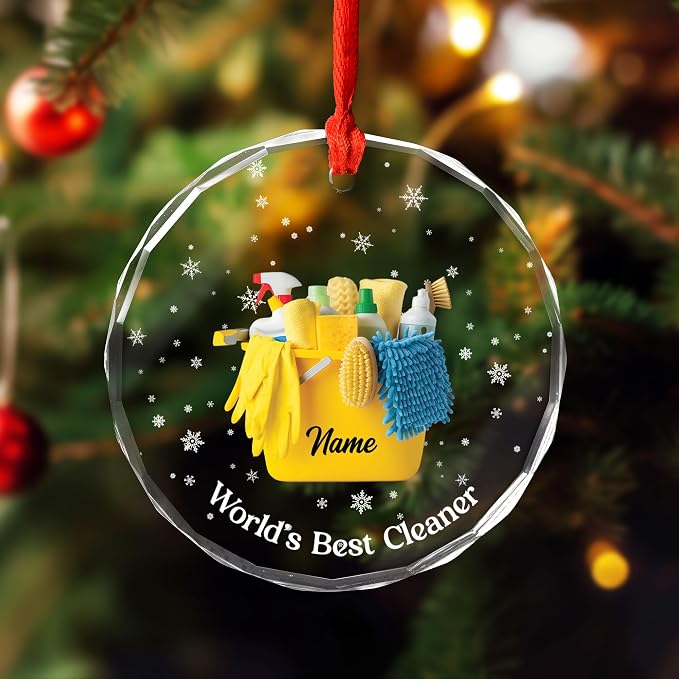 Personalized Cleaning Tools Ornament, Custom Housekeeping Christmas Tree Decoration, Holiday Keepsake Gift for Cleaners, Janitors, Pressure Washers, Housekeepers, Maids and Cleaning Lovers (Clean 1)