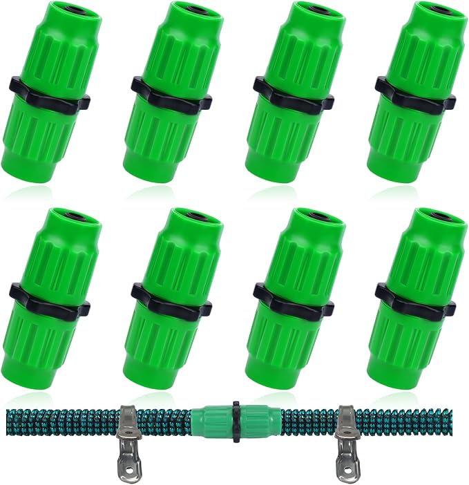 Vodolo Expandable Garden Hose Repair Kit,8 PCS Dual-Channel Hose Female Male Connectors Accessories with Metal Clamp Compatible with Pocket Hose Fit for 3/4" or 5/8" Garden Hose Fitting