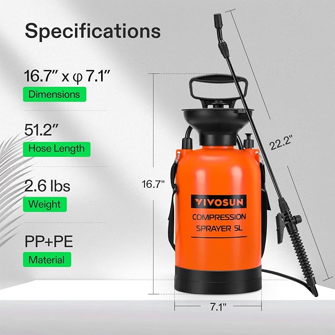 VIVOSUN 1.35-Gallon Pump Pressure Sprayer (Pack of 2)