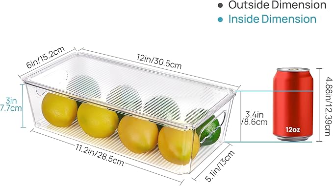 Vtopmart 8pcs Clear Organizers and Storage Bins with Lids, Stackable Plastic Storage Containers with Handles for Fridge, Freezer, Pantry, Cabinet, Kitchen Organization (Pack of 2)