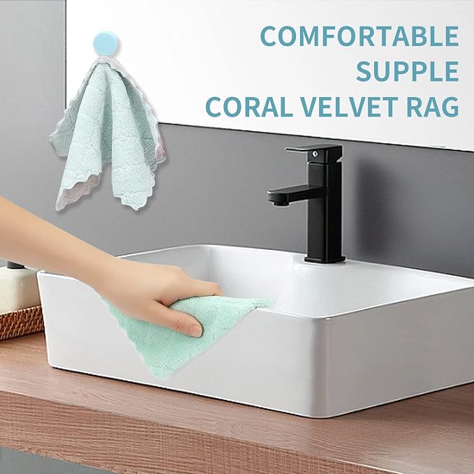 GADIEDIE 20Pcs Kitchen Cloth,Dish Towels,Super Absorbent Coral Fleece Dishtowels,Premium Dishcloths,Nonstick Oil Washable Fast Drying Dish Rags,for Clean Table Dish Glass Pet Paws (Green Gray)