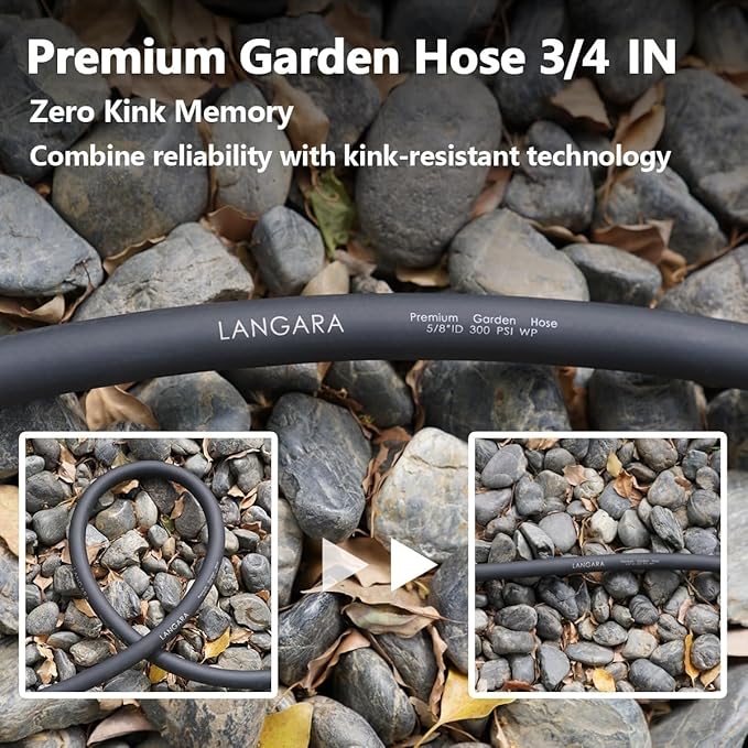 Heavy Duty Premium Garden Hose 100ft x 3/4", 300PSI Working, 1000PSI Burst, Hybrid Rubber Water Hose with Transparent Swivel Handle - Hot/Cold Water - Five Layered Braiding with Brass fittings (Black)