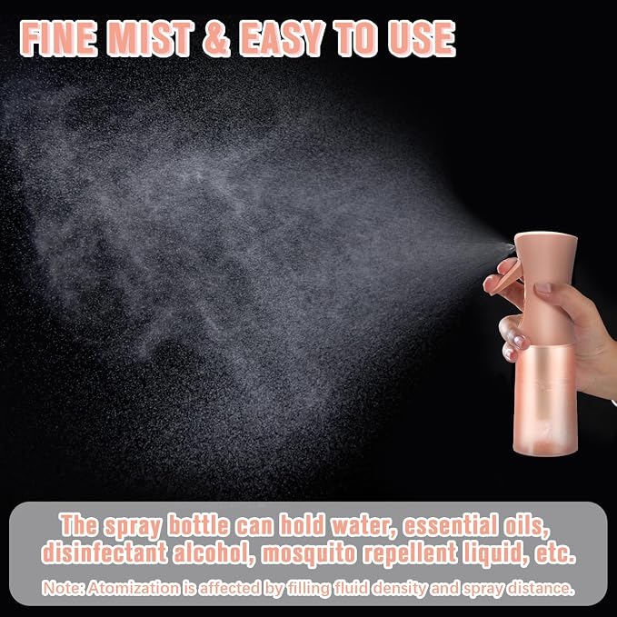 Hair Spray Bottle, Fine Mist Refillable Spray Container,Ultra-Fine Continuous Spray Bottle for Skincare, Plant Care, Pet Grooming, Cleaning