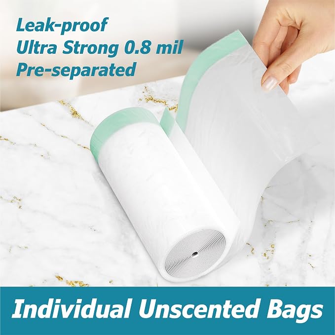 8 Gallon Drawstring Garbage Bags 0.8 Mil Ultra Strong Medium Kitchen Trash Bags Medium Plastic Bags - Individual, Unscented, White, 23"x27", 50 Count