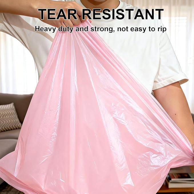 30 Gallon Drawstring Trash Bags,Extra Thick, 30 Count (Pink) | Heavy Duty Garbage Bags,Tear & Leak Resistant, for Kitchen, Office, Home, Hospital, Large Bins