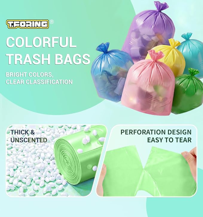 Small 3 Gallon Trash Bags Unscented, 0.78 Mil, Green, 150 Count | 12 Liter Garbage Bag, Plastic Waste Basket Can Liners, Durable, Leakproof, Tear Resistant, for Bathroom Office Car Bulk