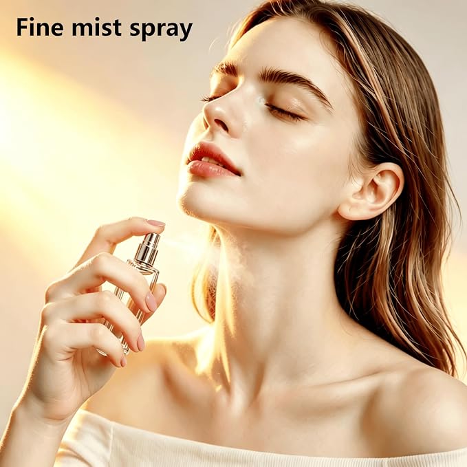 Perfume Travel Refillable, 6 Pcs 10 ml Glass Atomizers (Silver) | Leak-resistant fine mist spray, mini perfume bottle set with filling tools, portable for travel, gym, office and daily use