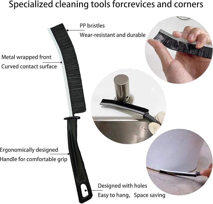 Crevice Cleaning Brush Set, Hard Bristle Cleaning Supplies for Kitchen, Bathroom, Corner, Grout, Sink, Cup, Teapot, Bottle, Blender