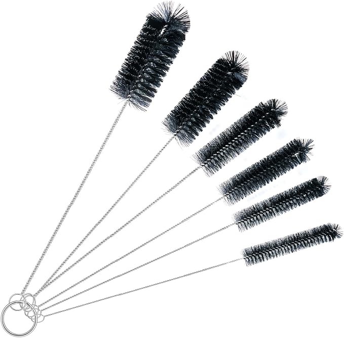 Brush Family Straw Cleaner Brush Set 6 Pieces | 12" Long Pipe Tube Bottle Brushes for Cleaning Narrow Neck Bottles,Coffee Maker,Glass Cups
