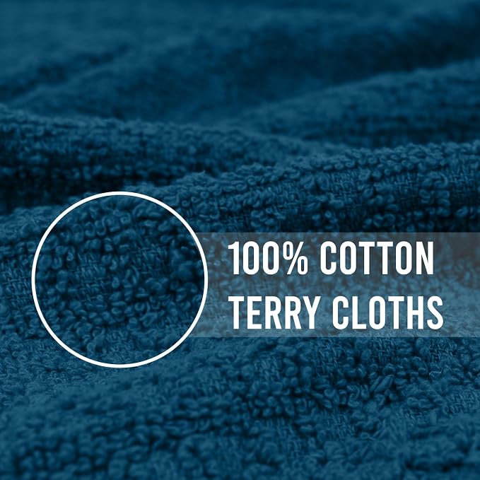 DAN RIVER Premium Dish Cloth 100% Cotton 12X12 Inches Pack of 8-Blue Opal | Terry Kitchen Towels Ultra Soft Tea Towels-Highly Absorbent Kitchen Rags-Terry Dishcloth for Kitchen and Household Cleaning