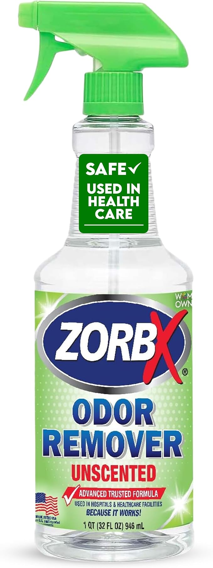 ZORBX Unscented Odor Remover Spray 32 oz - Perfect Solution for Strong Odor - Advanced Trusted Formula & Fast-Acting Odor Eliminator for Dog, Cat, Puppy | Permanent Odor Remover for Pet & Human Urine, Fabric, Smoke & Strong Odors, Carpet, Upholstery, M...