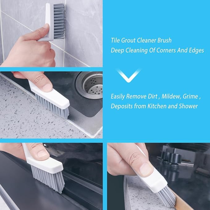 Lumkew Grout Brush Cleaning, 4 Pcs Grout Cleaner Scrubber for Tile Floors | Hard Bristle, Bathroom Cleaning Brushes, For Scrub Shower Tile Grout