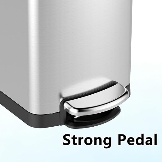 8Gal/30L Slim Kitchen Trash Can, Skinny Stainless Steel Garbage Can with Removable Inner Bucket & Soft Close Lid, Narrow Trash Bin for Bathroom Living Room Office, Silver