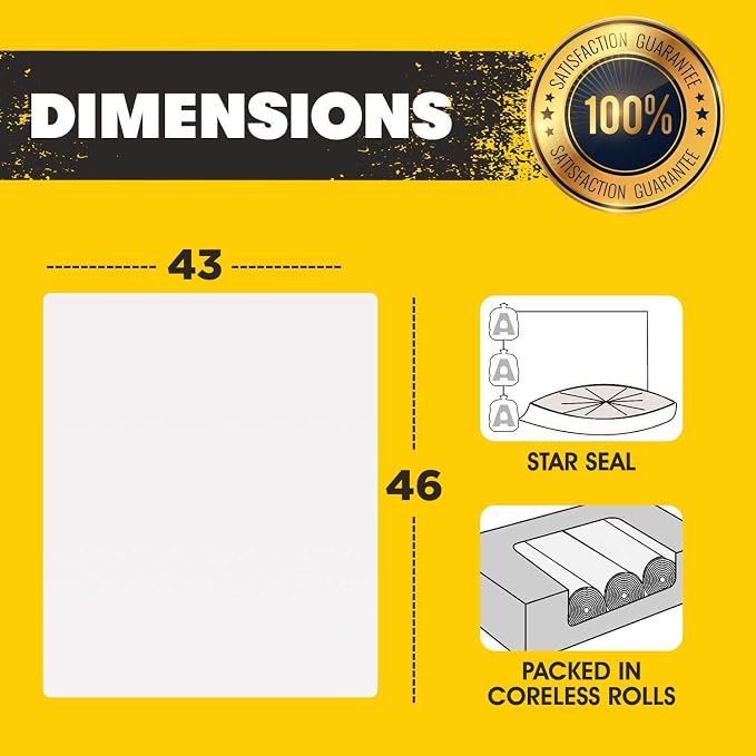 Aluf Plastics 56 Gallon 2 MIL (eq) Clear Heavy Duty Garbage Bags - 43" x 46" - Pack of 100 - For Industrial, Recycling, Storage, & Outdoor