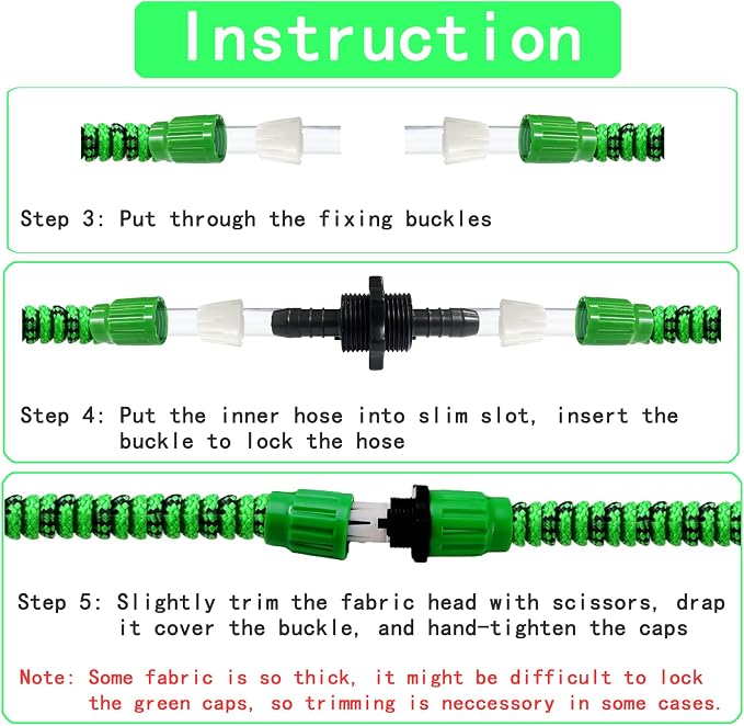 Expandable Hose Repair Kit, 3 Sets Dual-Channel Flexible Garden Hose Connector, Female Male Retractable Water Hose End Repair Fittings Fits for Rubber Water Pocket Hose 25 50 75 100 FT