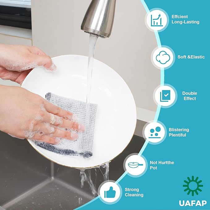 12pcs Upgrade 3-Layer Non-Scratch Steel Wool Dish Rags for Washing Dishes | Wet & Dry Clening, Effortlessly Strips Stuck-on Grime, Great for Cookware, Sinks, Dishes and Stove tops 7.87“ x 7.87”