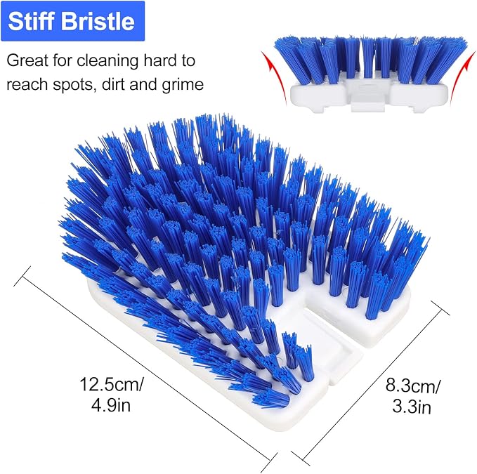 Stiff Bristles Brush Refill Fit Lalafancy Shower Bathtub Cleaning Brush | Replacement Head Effectively Removes Stubborn Stains for Cleaning Tiles, Marble Floors and Other Hard Surfaces