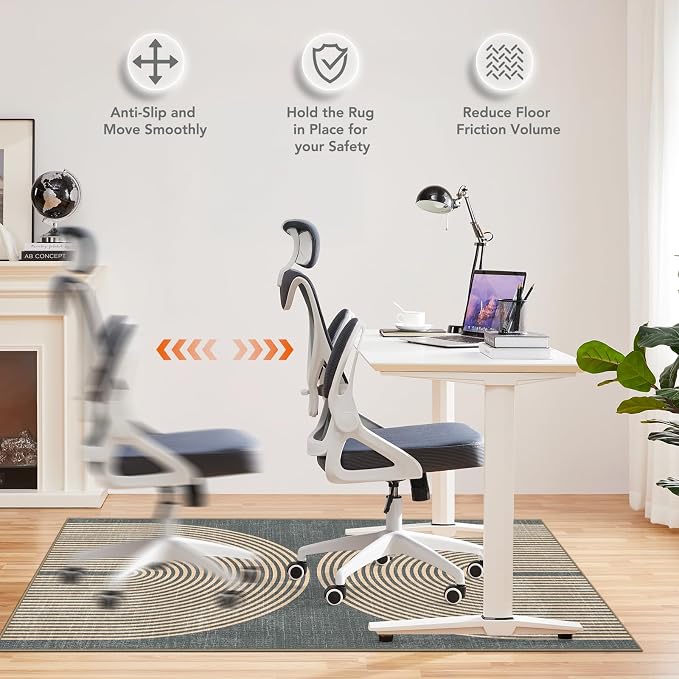 Office Chair Mat for Hardwood Floor&Tile Floor,36"X 48"-Geo Grey | Heavy Duty Desk Chair Mat for Hard Floors,Under Desk Rug for Rolling Computer Chair,Anti Slip,Low Pile Carpet Floor