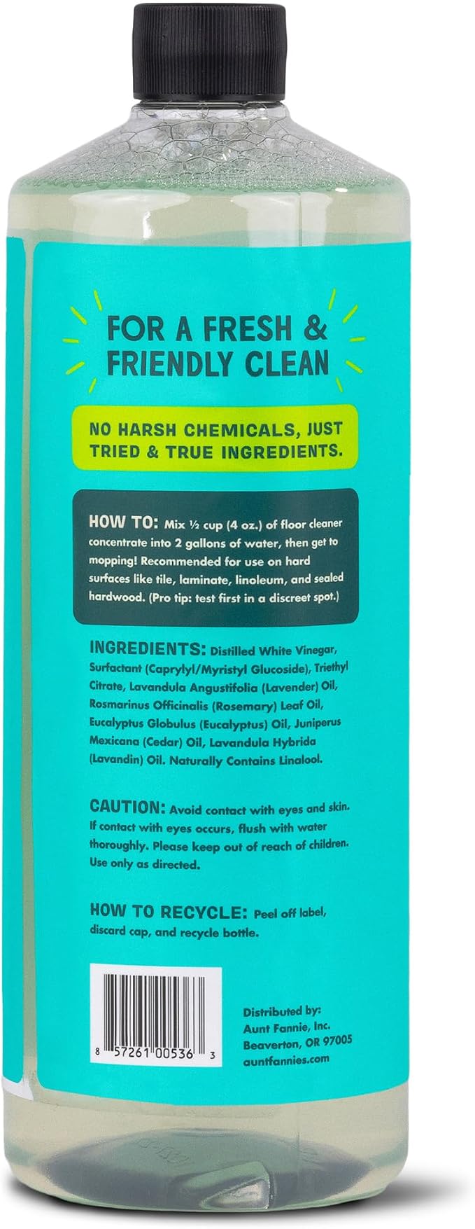 Aunt Fannie's Ultra Concentrated Vinegar Floor Cleaner, Eucalyptus, 1 Pack | Makes Up to 16 Gallons per bottle, No Rinsing, Safe for Sealed Tile Vinyl Hardwood Laminate & Linoleum, Kid and Pet Safe