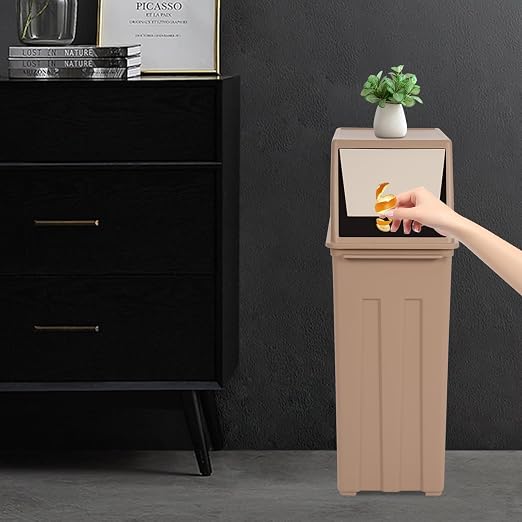 8 Gallon Trash Can, Slim Trash Can with Lid Tall & Narrow Rubbish Bins | 7.5×11.8×24.6in Touchless Trash Cans Garbage Can for Kitchen Living Room Outdoor Garden School