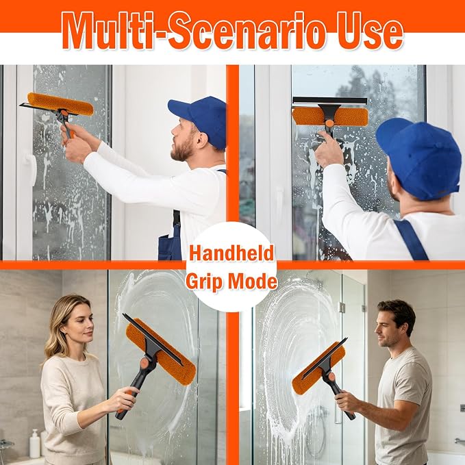 Window Squeegee Kit 2-in-1 Professional Washer for High Windows