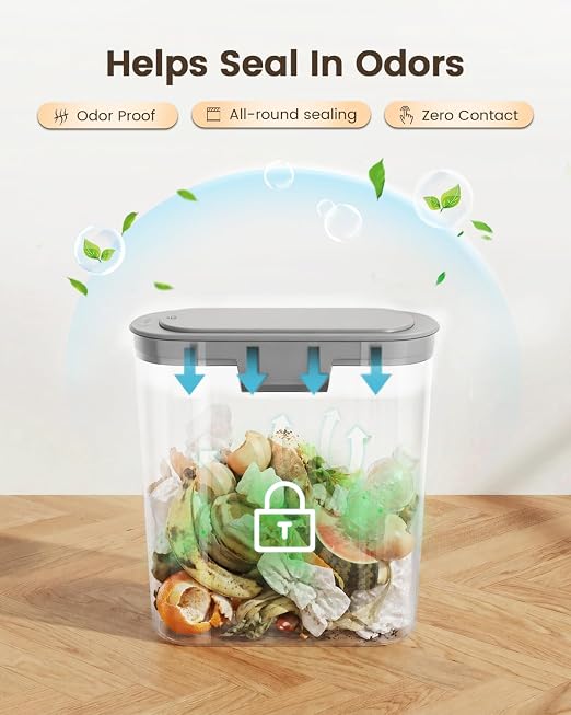 TIPGO 5 Gallon Automatic Bathroom Trash Can with Lid, Gray, Touchless | Motion Sensor, Slim Smart Garbage Bin, Plastic Wastebasket, Battery Operated, Manual Button, for Bedroom, Office,RV