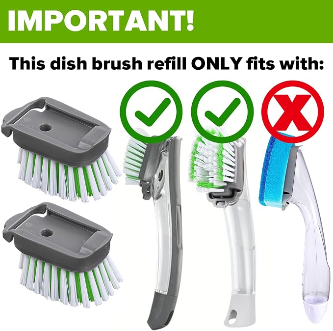Dishwand Brush Refill Compatible with Scotch-Brite Dishwand, 4 Pack | Dish Brush Refill Head, Dishwand Refills, Dish Brush Replacement Head