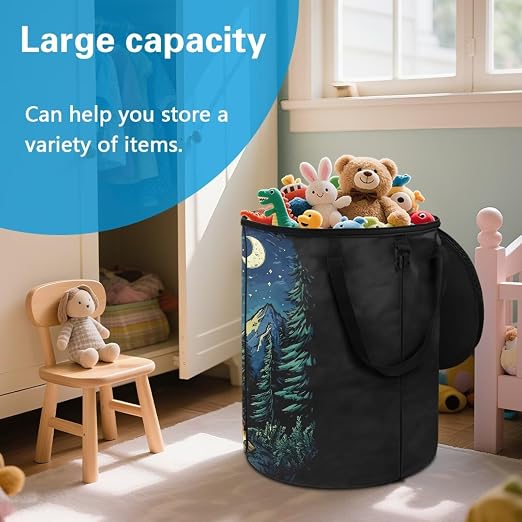 Shooting Star Camping Trash Can Foldable 20 Gallon Outdoor Trash Can with Lid Lightweight Garbage Cans Storage for Hiking, Picnic, Family Travel