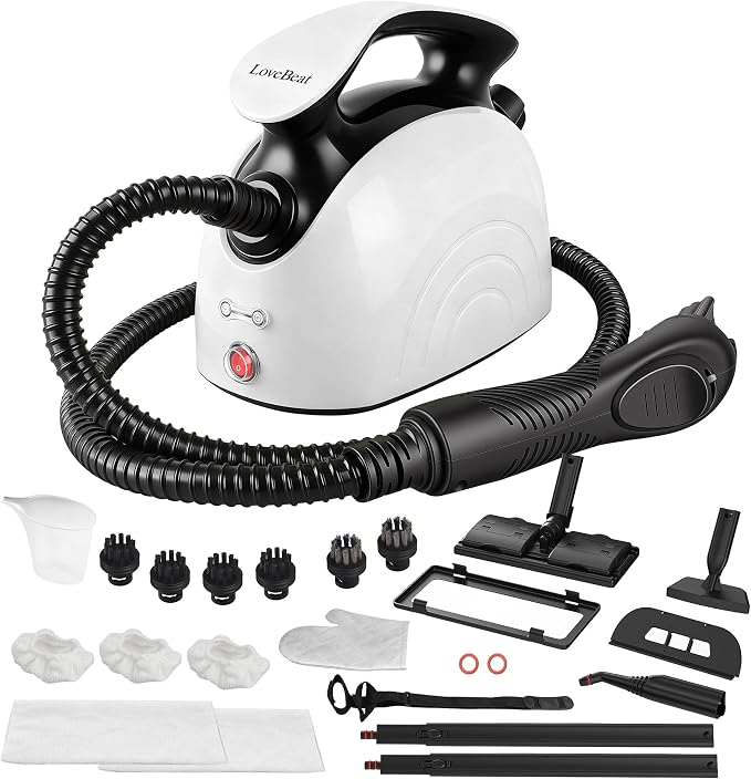 LoveBeat 300°F Steam Cleaner for Grout and Tile, 4.5 Bar Steamer for Home | Ease of Use | 21 Accessories | Natural For Floor, Car, Wall, Furniture, & Kitchen Bathroom | Dual Safety Lock | Large Tank