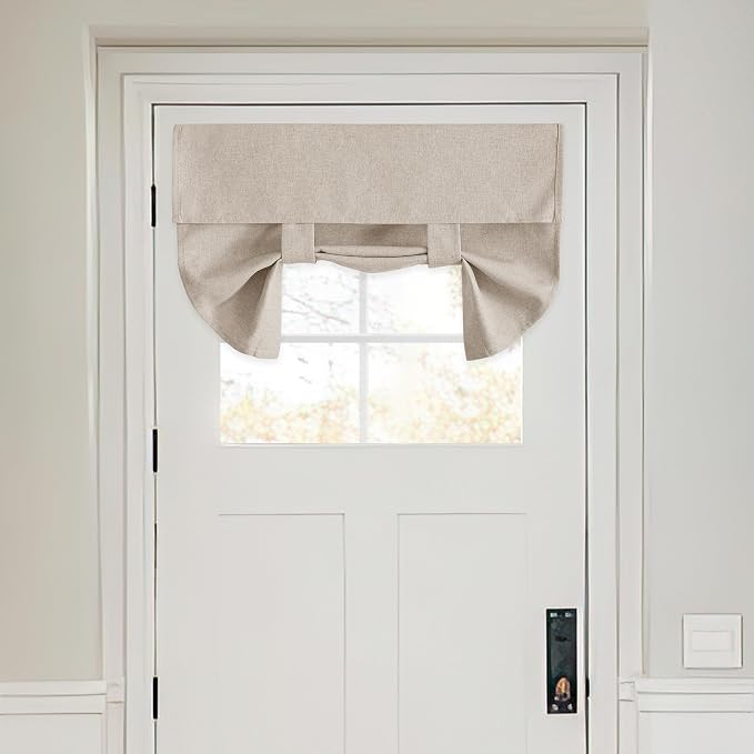 RYB HOME Door Window Curtains Privacy Sunlight Shades for Classroom Cover | Lockdown Shades, Room Darkening, Blocks Views, Thermal Insulated, 2 Adhesive Strips, No Drill, W26 x L20, Khaki, 1 Panel
