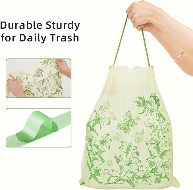 13 Gallon Drawstring Tall Kitchen Trash Bags - 50 Counts | 13G Tall Garbage Bags for Kitchen, Trash Can Liners, Leakproof ,Odor Control, Resists Leaks, Punctures, Rips