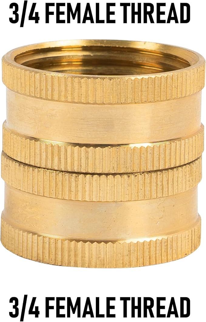 Hourleey Garden Hose Adapter, 3/4 Inch Solid Brass Hose Connectors, 4 Pack Hose Connector with 4 Extra Washers (Female to Female)
