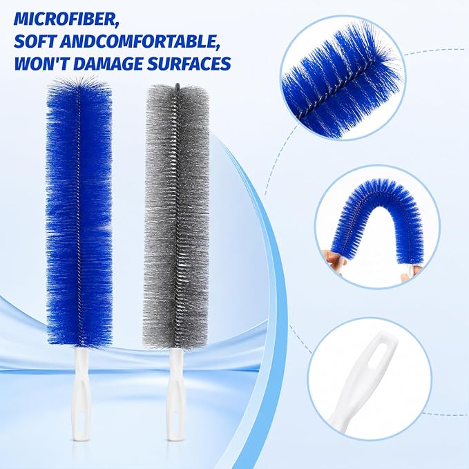 2Pcs Fan Cleaning Brush,Bendable Dust Collector,Car Dust Collectors,Ultra-Fine Fiber Brush Head,Suitable for Ceiling Fan Blades,Ventilation Openings,Curtains,Cars-Reusable Dust Collector