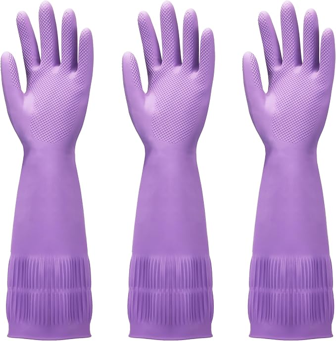 FMP Brands 3/6/12/60 Pairs 15 Inch Extra Long Rubber Dishwashing Gloves - Non-Slip for Cleaning, Kitchen, Bathroom, Gardening