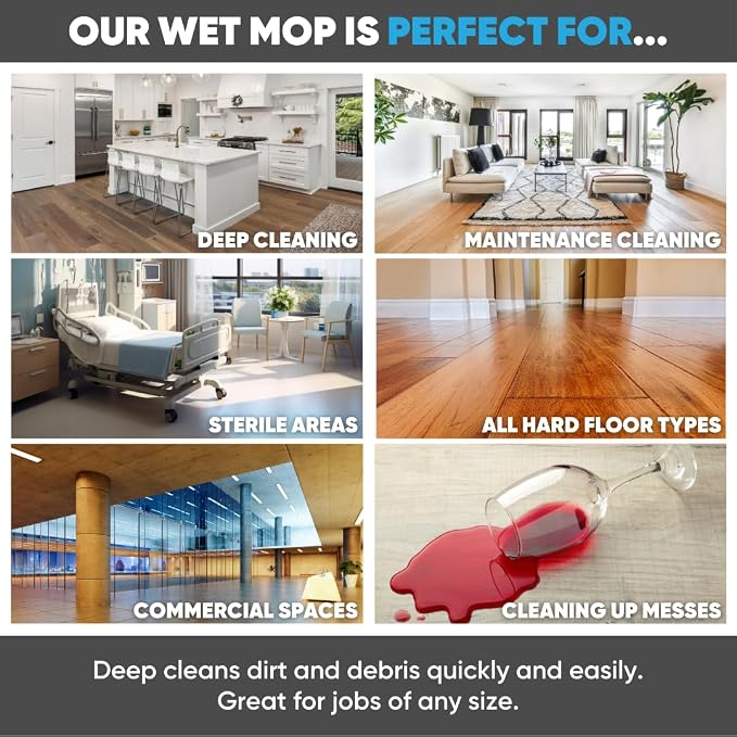 Microfiber Wholesale 18 inch Microfiber Mop Pads - Machine Washable, Reusable, Refills & Replacement Wet Mop Heads Compatible with Any Microfiber Flat Mop System (18 Pack)